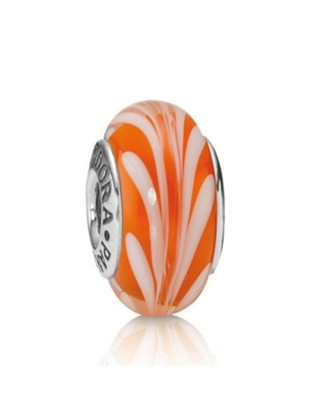 Pandora Retired Orange Swirl Murano Glass Bead - 790668